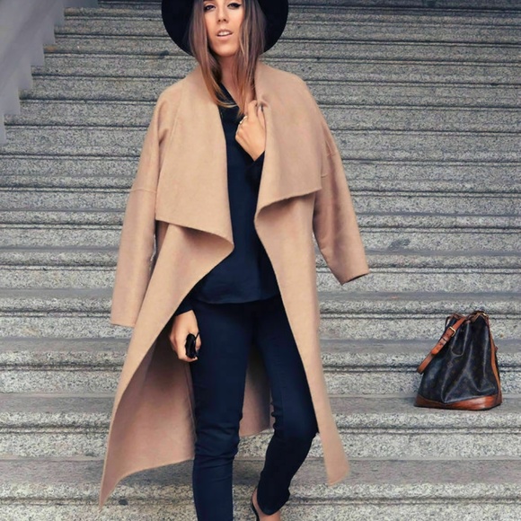 ZARA Handmade Waterfall Patch Pockets Wool coat - Picture 10 of 14